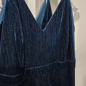 Elegant Blue Velvet Romper